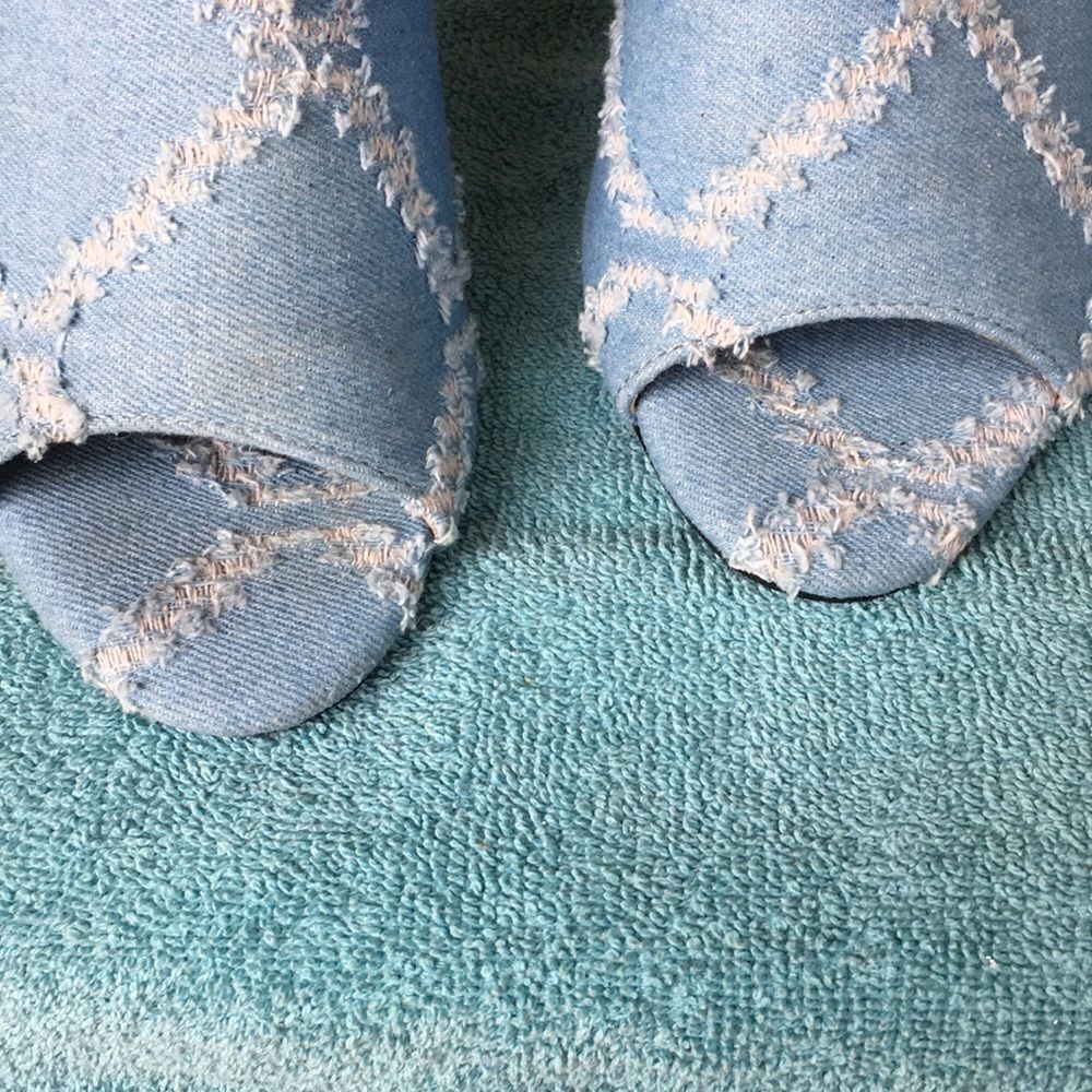 Blue peep toe ankle booties - Picture 7 of 12